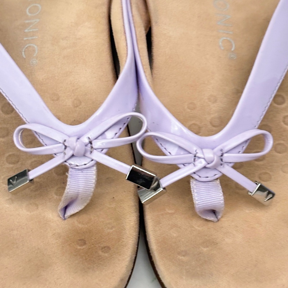 Vionic Bella Toe Post Sandal Womens‎ 8 Lavender Purple Bow Orthotic Flip Flops - Picture 8 of 9